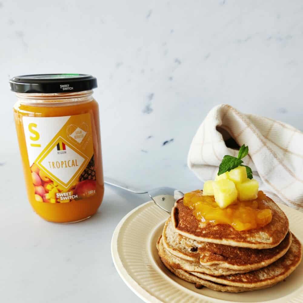recipes & fabulous new(s) stuff​ Banana oat pancakes with SWEET-SWITCH® Tropical Fruit Spread.
