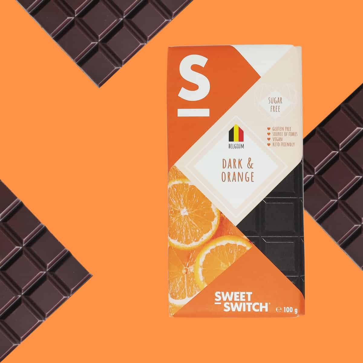 sugar free healthy confectionery SWEET-SWITCH dark chocolate + orange